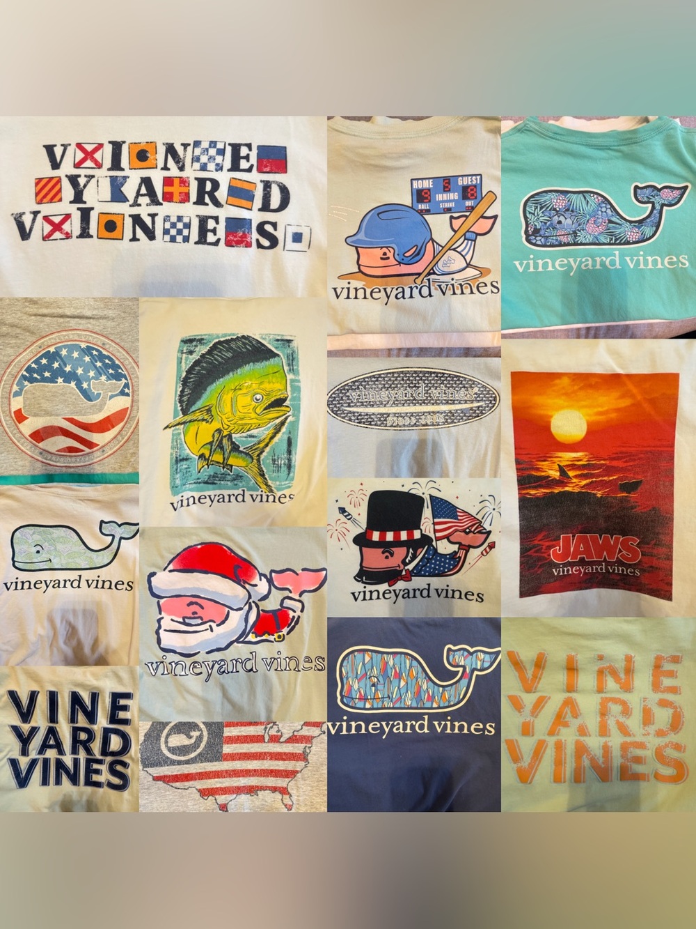 Vineyard Vines Multicolor Graphic Tee Collage - Blue, Green, Red, Yellow, Orange